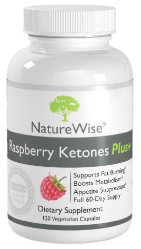 NatureWise Raspberry Ketones Plus+ Weight Loss Supplement and Appetite Suppressant , 400 mg, 120 Capsules